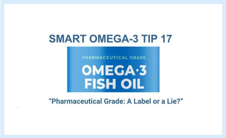 MVS SMART omega-3 tip on pharmaceutical grade label lie