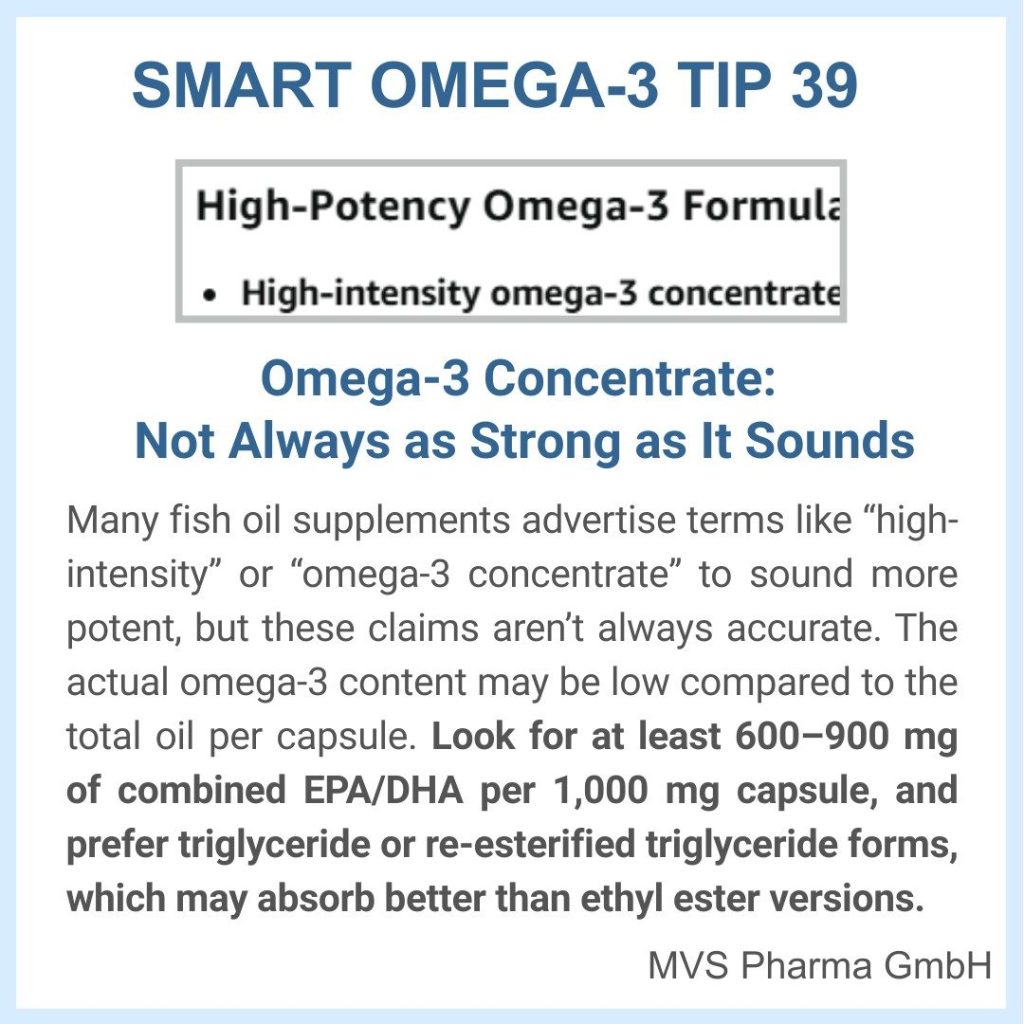 SMART MVS OMEGA-3 TIP 39 Omega-3 Concentrate: Not Always as Strong as It Sounds
